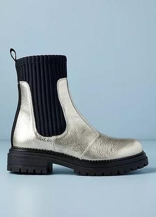 Шкіряні черевики челсі anthropologie металік