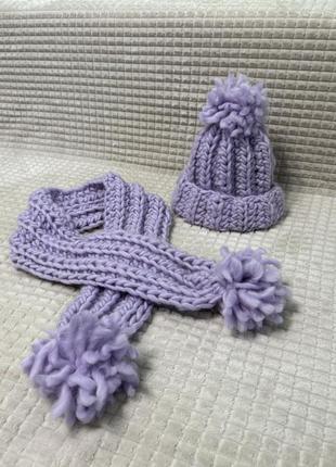 Шапка +шалик детские на девочку 3-5 года