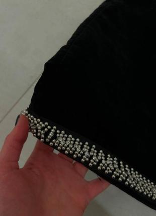 Zara велюровая короткая черная юбочка7 фото