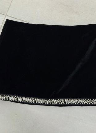 Zara велюрова коротка чорна спідничка2 фото