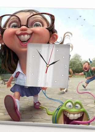 Стильний годинник "3d анімація" прикраса інтер'єру в дитячу кімнату, спальню, ігрову, подарунок