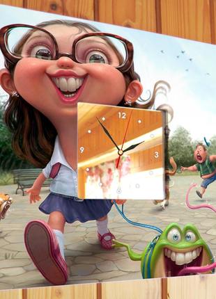 Стильний годинник "3d анімація" прикраса інтер'єру в дитячу кімнату, спальню, ігрову, подарунок2 фото