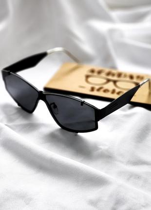 Солнцезащитные очки в стиле y2k в металлической оправе черные, в стиле ботегга, bottega veneta metal frame sunglasses5 фото