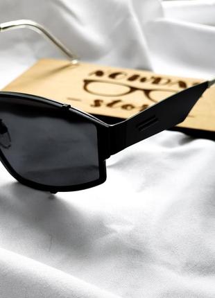 Солнцезащитные очки в стиле y2k в металлической оправе черные, в стиле ботегга, bottega veneta metal frame sunglasses6 фото