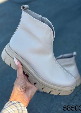 Короткие деми ботинки натуральная кожа замш байка