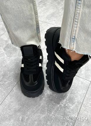 Кеды teddy цвет: черный материал: эко кожа, мех тедди