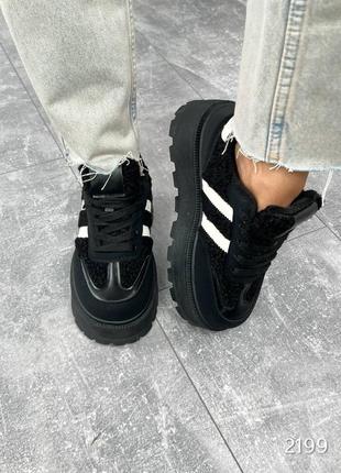 Кеды teddy цвет: черный материал: эко кожа, мех тедди