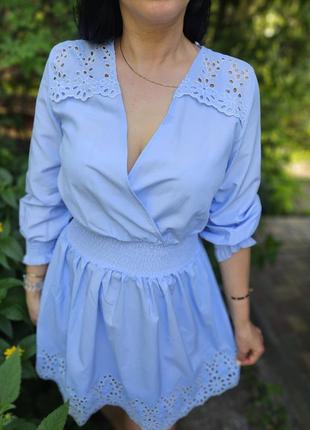 Ніжно-блакитна сукня zara з вишивкою s-m-l5 фото