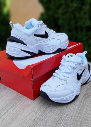 Nike m2k tekno белые с черным черный задник