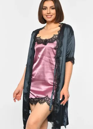 Комплект ночной игрушки и халат с поясом / с кружевом