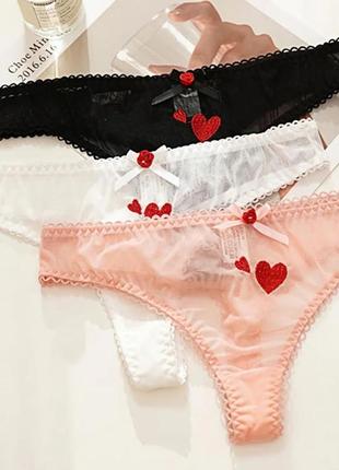 Сексуальные прозрачные стринги бикини с сердцем три цвета5 фото
