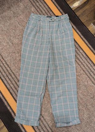 Брюки в клетку, прямые, зауженные topshop