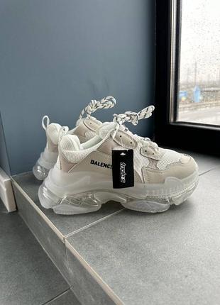 Кроссовки спортивные в стиле balenciaga triple s white sole clear