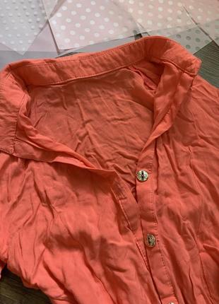 Лососевая рубашка оранжевая с пуговицами размер xs s m2 фото