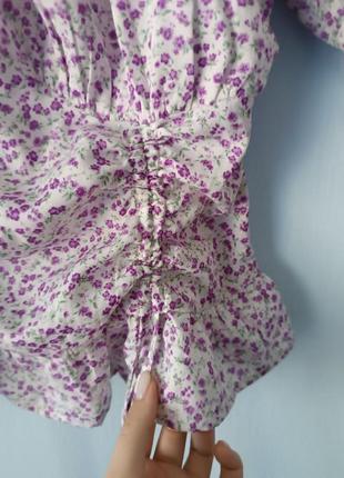 Топ блуза в квітковий принт базова класияна вкорочений топ5 фото