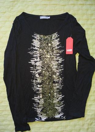 Праздничная кофта блуза лонгслив с пайетками р.40 наш 48