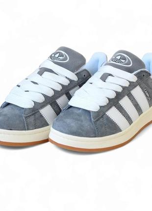 Жіночі замшеві кросівки adidas campus 00s grey white адідас кампус6 фото