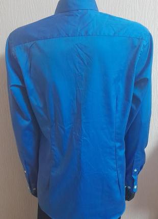 Фирменная хлопковая рубашка синего цвета eton made in romania, 💯 оригинал6 фото
