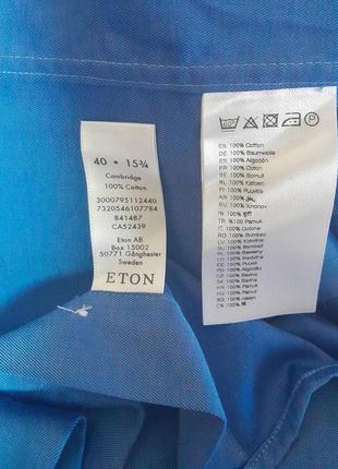 Фирменная хлопковая рубашка синего цвета eton made in romania, 💯 оригинал9 фото