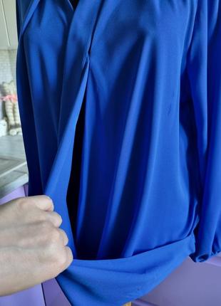Нова синя шифонова вільна подовжена блуза блузка на запах з зав'язками 14 l xl dorothy perkins5 фото