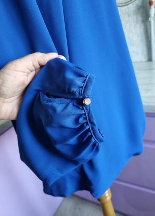 Новая синяя шифоновая свободная удлиненная блузка на запах с завязками 14 l xl dorothy perkins6 фото