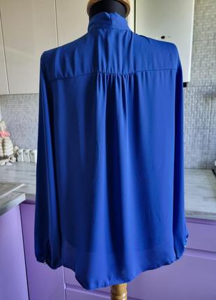 Новая синяя шифоновая свободная удлиненная блузка на запах с завязками 14 l xl dorothy perkins3 фото