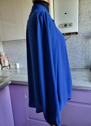 Новая синяя шифоновая свободная удлиненная блузка на запах с завязками 14 l xl dorothy perkins4 фото