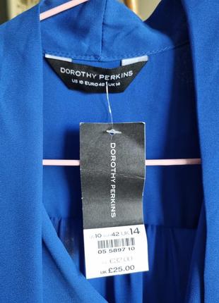 Нова синя шифонова вільна подовжена блуза блузка на запах з зав'язками 14 l xl dorothy perkins8 фото