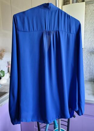 Нова синя шифонова вільна подовжена блуза блузка на запах з зав'язками 14 l xl dorothy perkins10 фото