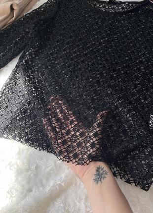Кофта сетка джемпер свитер сетка ажурный чёрный