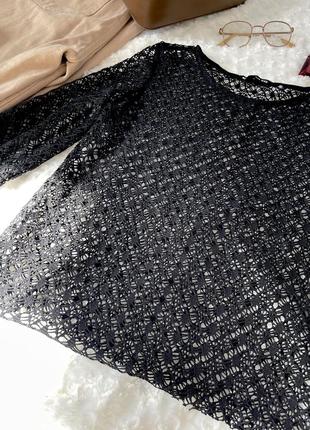 Кофта сетка джемпер свитер сетка ажурный чёрный