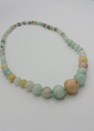 Красивое ожерелье из натурального камня амазонит4 фото