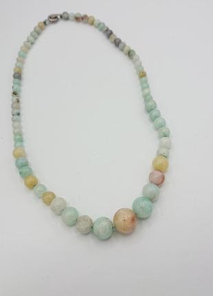 Красивое ожерелье из натурального камня амазонит5 фото