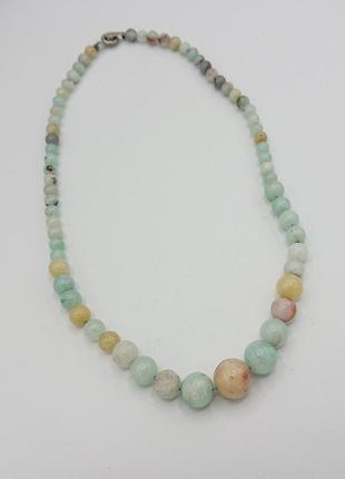 Красивое ожерелье из натурального камня амазонит2 фото
