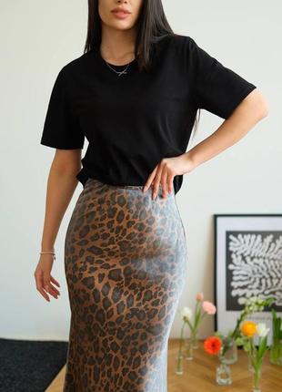 Юбка юбка сатин лео принт леопард коттон топ длинная меди комбинация леопард атлас по фигуре прямая клеш рюши воланы5 фото
