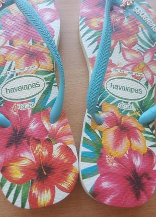 Бомбезные, яркие вьетнамки havaianas slim hibisco р.37-383 фото