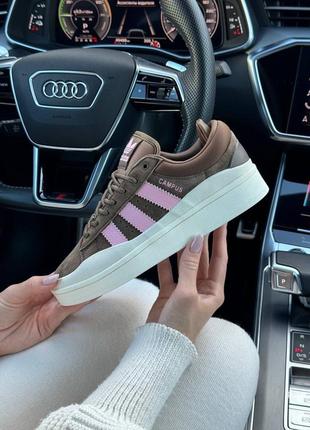 Женские кроссовки adidas originals campus x bad bunny brown pink