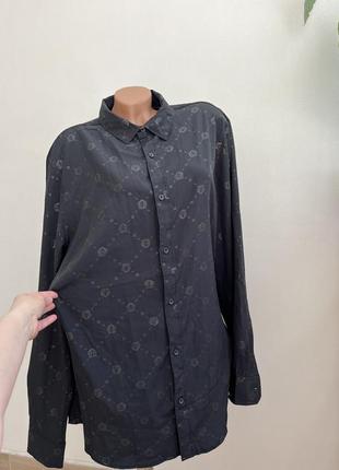Сорочка чорна в принт ексклюзивна drill clothing company l-xl8 фото