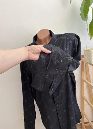 Сорочка чорна в принт ексклюзивна drill clothing company l-xl7 фото