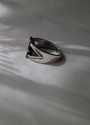 🫧 ✡ 18.5 размер кольцо серебро звезда давида перстень цирконий белый чёрный печать соломона перстень печатка8 фото