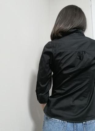 Черная натуральная хлопковая рубашка. легкая черная блуза бюстье h&amp;m; m s(36)4 фото