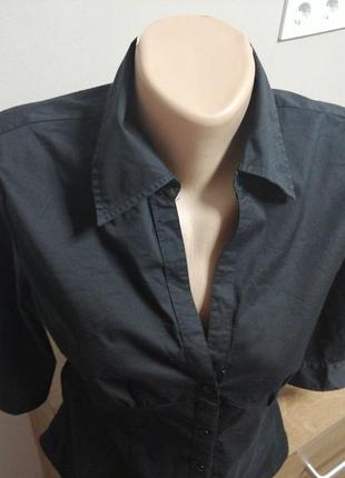 Черная натуральная хлопковая рубашка. легкая черная блуза бюстье h&amp;m; m s(36)6 фото