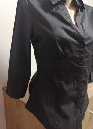 Чорна натуральна бавовняна сорочка. легка чорна блуза бюстьє h&m; m s(36)7 фото