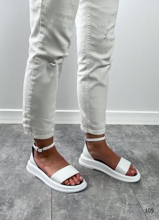 Босоніжки жіночі білі шкіряні сандалі з натуральної шкіри9 фото