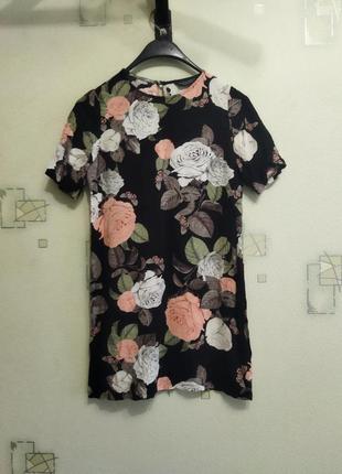 Платье dorothy perkins черное платье в цветочный принт прямое платье 4/36/8 размер3 фото