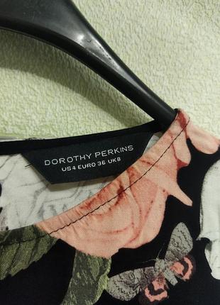 Платье dorothy perkins черное платье в цветочный принт прямое платье 4/36/8 размер6 фото