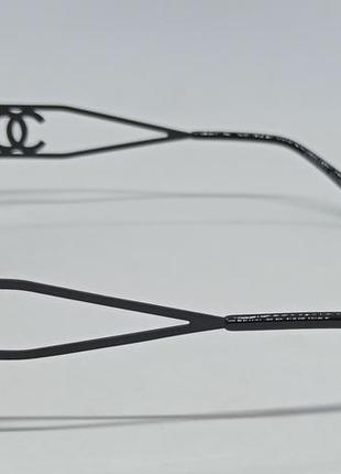 Очки в стиле chanel маска женские солнцезащитные серый градиент в черном металле с логотипом бренда на линзах4 фото