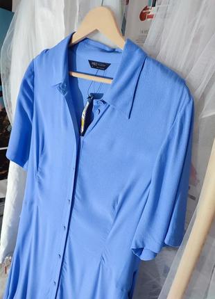 Синя сукня сорочка міді довжини3 фото