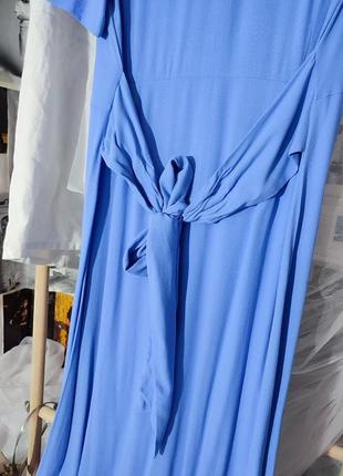 Голубое платье рубашка миди длины5 фото