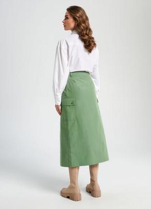 Бесплатная доставка оливковой меди юбка карго зеленая макси с разрезом3 фото